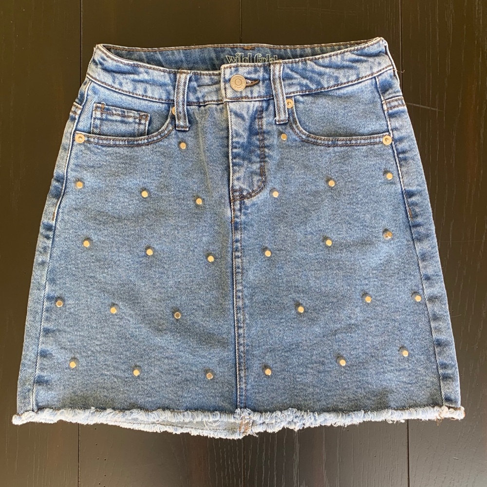 Girls studded jean skirt